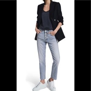 Reiss Bailey Mid Rise-slim-crop jeans in pale blue sz 25